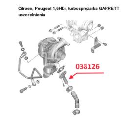 króciec przewodu turbosprężarki Citroen, Peugeot HDi GARRETT powrót (oryginał Peugeot)