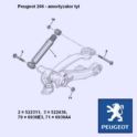 śruba amortyzatora tył Peugeot 206 do belki (oryginał Peugeot)