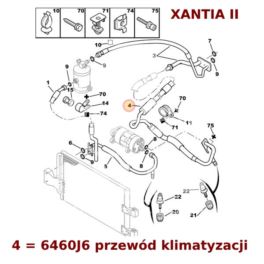 przewód klimatyzacji Citroen Xantia II od kompresora do parownika - OE Citroen