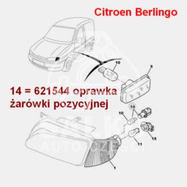 oprawka żarówki światła pozycyjnego Citroen, Peugeot wsuwana (oryginał Peugeot)