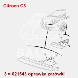 oprawka żarówki migacza Citroen, Peugeot wsuwana (oryginał Citroen)