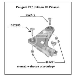 śruba wahacza M14x1,50-80,5mm Peugeot 207 AV (oryginał Peugeot)