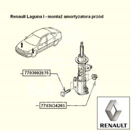 śruba zwrotnica/amortyzator LAGUNA przód M14 - oryginał Renault