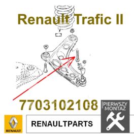 śruba wahacza przód Renault TRAFIC II tylna - oryginał Renault