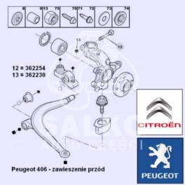 śruba zwrotnica/amortyzator Citroen, Peugeot M10x1,50-72 (oryginał Peugeot)
