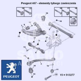 śruba belki tył Peugeot 407 łącznik dolny/zwrotnica (oryginał Peugeot)