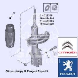 śruba zwrotnica/amortyzator Citroen, Peugeot M12x1,25-75 (oryginał Peugeot)