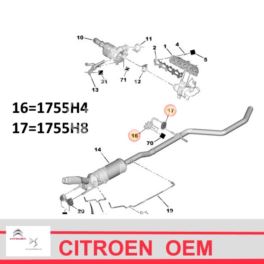 wieszak tłumika Citroen C5 III/ C6/ Peugeot 407/ 508 wspornik rury - nowy oryginał