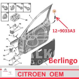 zaślepka karoserii Citroen Berlingo/ Peugeot Partner owalna do drzwi (oryginał Peugeot)