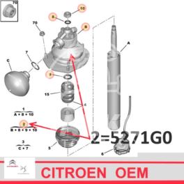 poduszka siłownika Citroen C5 I/ C5 II przednia lewa/ prawa (oryginał Citroen)