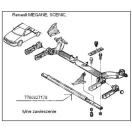 wzmocnienie belki tylnego zawieszenia Renault MEGANE I/ SCENIC I (OEM Renault)