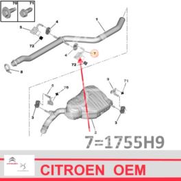 wieszak tłumika Citroen C5 III/ C6/ Peugeot 407/ 508 wspornik rury lewy- nowy oryginał