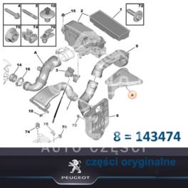 przewód powietrza Peugeot 307 II 1.6HDi ssawa do pasa przód (oryginał Peugeot)