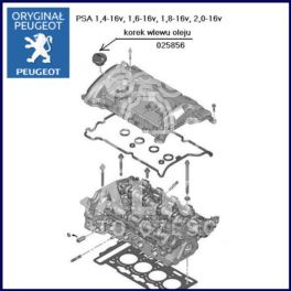 korek wlewu oleju Citroen, Peugeot 1,6-16v TU5/2,0-16v EW10J4 (oryginał Peugeot)