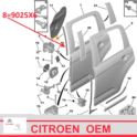 uszczelka drzwi Citroen C3 III lewy tył, boczna - górna na drzwi (oryginał Citroen)