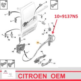 mechanizm zamykania Citroen BERLINGO III lewe przesuwne +CZ (oryginał Citroen)