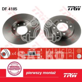 tarcza hamulcowa Citroen, Peugeot 247x9x71x35 tył 2001- (oryginał TRW)