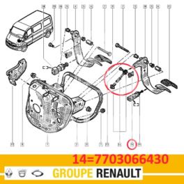 zawleczka na oś montażu sprężyny do pedału sprzęgła MASTER II kpl - oryginał Renault