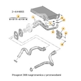 dwururka nagrzewnicy Peugeot 308 zestaw z oringami (oryginał Peugeot)