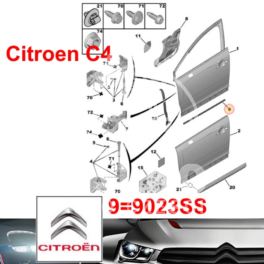 uszczelka drzwi Citroen C4 prawy przód, dolna na drzwi (oryginał Citroen)