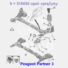 poduszka sprężyny tył Citroen Berlingo III/ DS5../Peugeot Partner Tepee... górny odbój - oryginał PSA