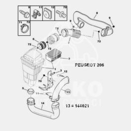 przewód powietrza Peugeot 206 1,1/1,4/1,9D wlot do pasa (oryginał Peugeot)