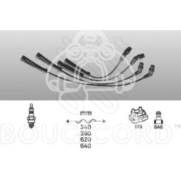 przewody zapłonowe Renault 1,6i K7M SAE skośne francuski oryginał Bougicord